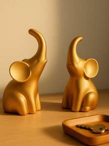 1个/2个金色大象摆件，家居装饰，现代简约风格，适合客厅和卧室 - 多色 - 查看 3