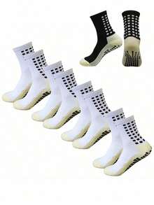 6 Pairs Men's Football/Basketball Socks, Anti-Slip Sports Socks With Non-Slip Pad - Multicolor - View 1