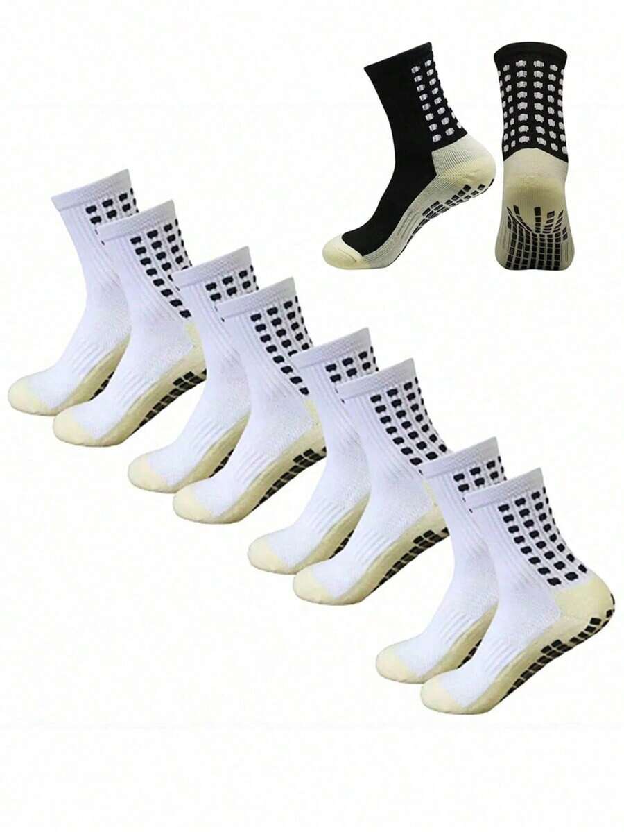 6 Pairs Men's Football/Basketball Socks, Anti-Slip Sports Socks With Non-Slip Pad - Multicolor - View 1