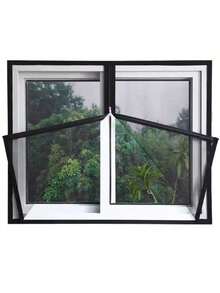 黑色，尺寸可定制，带拉链的纱窗，自粘拉链，防蚊纱帘，四季皆宜 - A - 查看 2