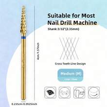 1pc Cuticle Clean Nail Drill Bit 3/32'', Professional Safety Carbide Under Nail Cleaner Nail Bit For Cuticle Dead Skin Nail Prepare, Two Way Rotate, Manicure Nail Salon Supply - Blue - View 5