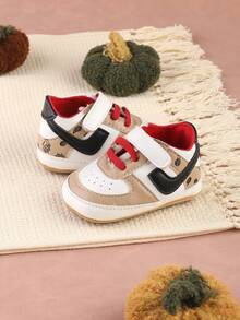 1 Pair Toddler Shoes With Contrasting Color Design, Versatile Sports Shoes, Suitable For Spring And Autumn - Apricot - View 5
