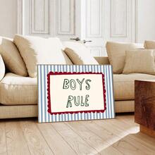 1 tấm tranh canvas trang trí phòng trẻ em chủ đề "Boys Rule" (Quy tắc của các bé trai) với họa tiết sọc xanh dễ thương, phong cách tối giản, thích hợp cho phòng chơi, phòng ngủ, nhà hiện đại. - Áp phích - Xem 4