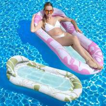 1/2pcs Inflatable Pool Float, Sunbathing Lounger, Beach Sunbathing Raft, Fine Mesh Design Ensures Full Water Immersion, 4pcs Durable PVC Material, River/Lake Floating Mat With Built-In Pillow, Inflatable Water Hammock, Sofa, Floating Chair Raft, Adult Men Summer Water Party Entertainment Leisure Holiday Private Pool Lounge - Multiple Styles - View 4