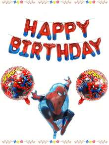 Marvel 生日气球，超级英雄主题派对装饰套装，大型红蓝格纹铝箔气球，适合儿童生日派对、拍照背景、新年庆祝装饰、礼品花束装饰 - 氣球套裝 - 查看 6