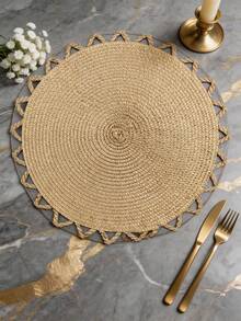15-Inch Round Woven Bohemian Style Placemat, Pot Pad, Heat-Resistant Dining Table Mat, Suitable For Kitchen And Dining Room, Can Be Used As Wedding Tablecloth, Wedding Decor, Home Decor, Room Decor, Suitable For Wedding Party, Birthday Party, Family Gathering, Restaurant Decor, Room Decor - Multicolor - View 1