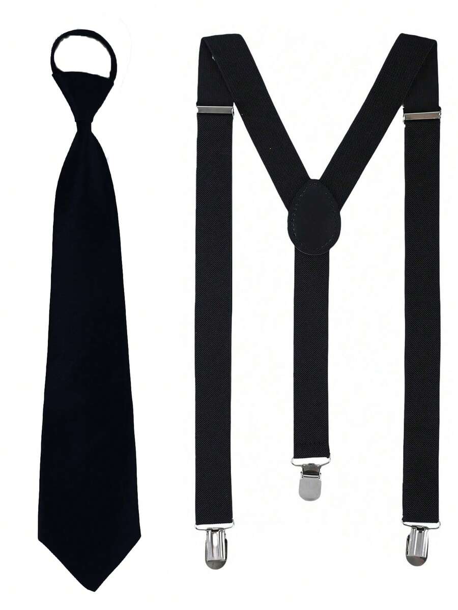 Men Collar & Accessories Set - Black - View 1