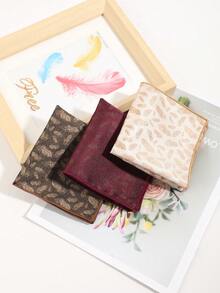 1条男士时尚休闲复古羽毛图案口袋方巾，适合日常、派对、商务活动 - 彩色 - 查看 1