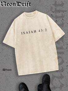 NeonDrift Double-Sided Printing Halloween, Christmas, Thanksgiving Gifts-Fear Not Isaiah 43:2 Christian T-Shirt With Ocean Wave Art – Inspirational Bible Verse Design, Soft Cotton Tee For Men, Faith-Based Streetwear, Religious Apparel For Daily Wear And Spiritual Expression - Màu be - Xem 2