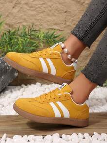 Hidkat Women's Summer Casual Flat Soft Bottom Non-Slip Splicing Color Outdoor Sports Shoes, Suitable For Spring And Autumn - Yellow - View 7