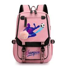 Carton Football Champion Print Backpack,Large Capacity Backpack, Polyester Travel Bag With Zip Closure, Fashionable Schoolgirl Style For Middle And High School Students, Cute Princess Design,Back To School Supplie Essentials Office Supplies - Multicolor - View 11