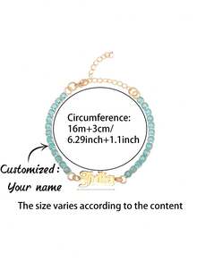 Customized Gothic Style Personalized English Name Blue Zirconia Inlaid Bracelet, Mother's Day Gift, Valentine's Day Gift, Birthday, Anniversary, Friend, Graduation, Christmas, High-End Family Gift - Style 1 - View 3