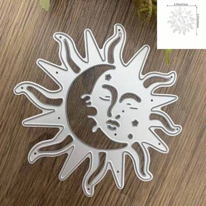 Sun & Moon Paper Cutting Mold, Interesting Sun & Moon Background Template Embossing Paper Cutting Set, Suitable For Making Paper Cutting Models Of Clouds, Stars, Planets, Etc., Also Can Be Used For Greeting Card Making
