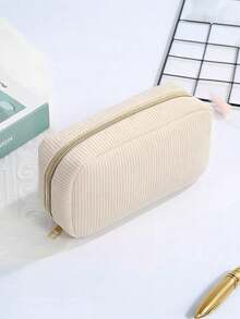 3 Pieceshigh-Quality Corduroy Storage Bag, Portable Cosmetic Bag, Large-Capacity Zippered Storage Bag, Travel Cosmetic Storage Accessory, Women's Clutch, Holiday Organizer Bag, Vacation Essential, Holiday Gift. - Multicolor - View 16