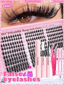 Eimny 300片装睫毛簇套装，D型卷翘睫毛嫁接套装，睫毛长度10-18mm，漫画风格睫毛簇套装，动漫单根睫毛套装，包含睫毛胶、封口剂和镊子。套装内含刷子，DIY睫毛嫁接套装，适合初学者，持久耐用，睫毛技师用品。 - 彩色 - 查看 12