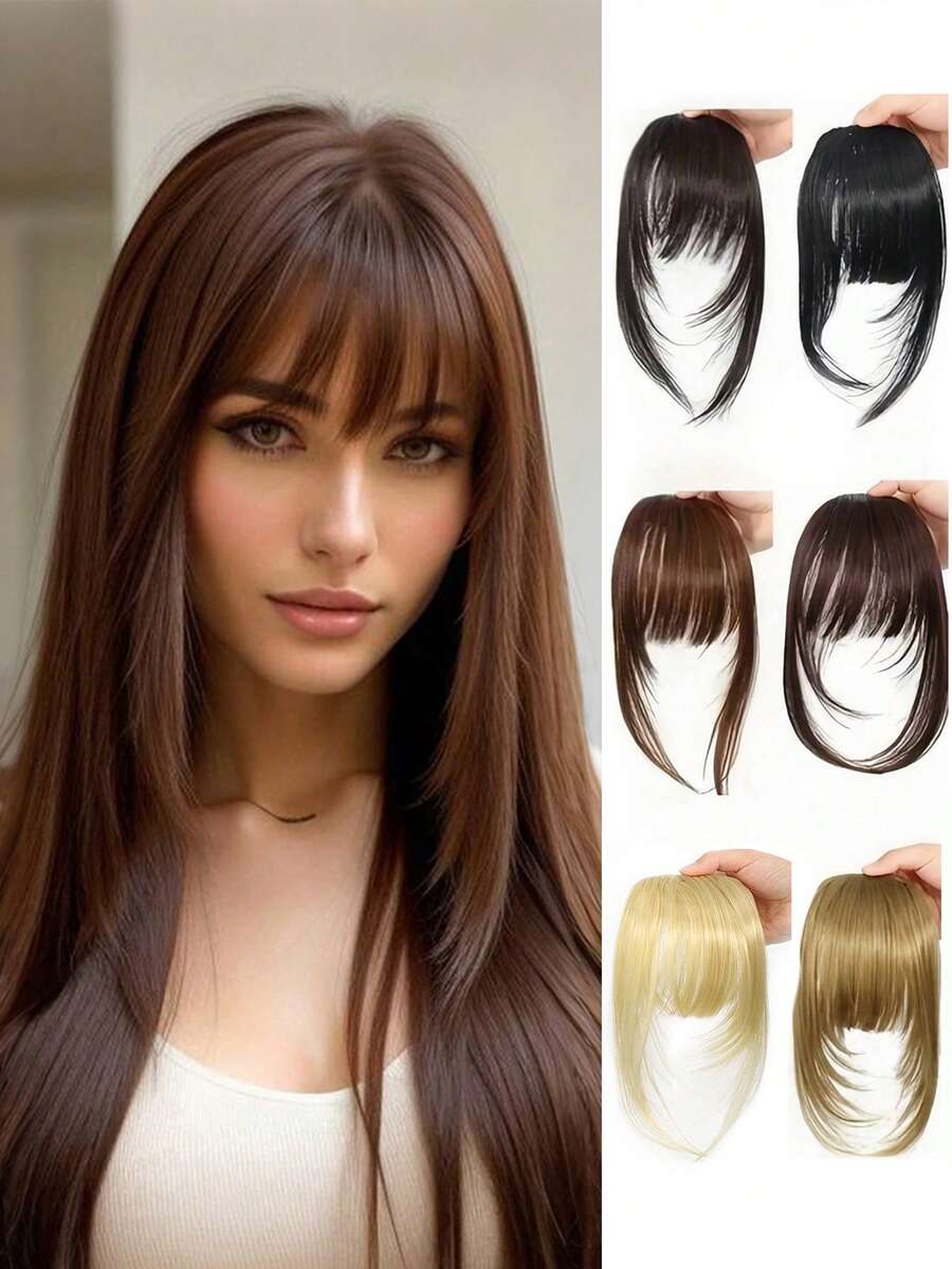 人造刘海假发，可爱刘海，自然逼真假刘海，发夹，发爪，发卡，发卡，发饰，接发，假发片，头部饰品，发夹 - 彩色 - 查看 1