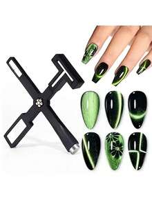 五合一美甲磁力工具，强力美甲磁笔配硅胶保护套，多功能磁棒3D猫眼磁性美甲凝胶艺术，适用于美甲沙龙、工作室或家庭使用 - 黑色 - 查看 2