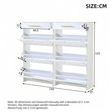 2-Piece Set Of Modern Shoe Cabinets/Shoe Racks, With 12 Compartments, 2 Drawers, Shoe Cabinets/High Shoe Storage Units, Can Be Placed In Hallways, Doorways, Living Rooms And Offices, MDF, White - White - View 2