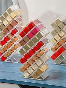 Acrylic Multi-Compartment Lipstick Storage Box, Transparent Lip Gloss Organizer Display Rack - 1PC - View 8
