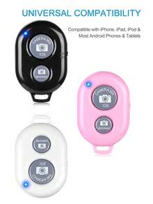 无线蓝牙手机相机快门遥控器 - 兼容 、安卓手机、iPod、平板电脑 - 高清自拍快门按钮 - 适用于 15/14/13/12/11 系列、Galaxy S23/S22/S21/S20、Note 20/10 系列 - 彩色 - 查看 5
