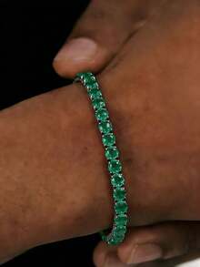 1件简约网球手链，男女皆宜的锆石手链，适合派对/周年纪念/生日/婚礼等场合，可作为情侣、女友、妻子的珠宝礼物 - Bracelet - 查看 1