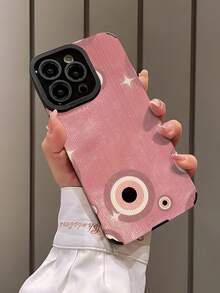 1个时尚粉色闪光星空恶魔眼竖条纹仿皮软保护手机壳，适合作为生日/节日礼物送给朋友、家人、情侣，兼容 17/17 Air/17 Pro/17 Pro Max、16/16 Plus/16 Pro/16 Pro Max、15/15 Plus/15 Pro - 彩色 - 查看 3