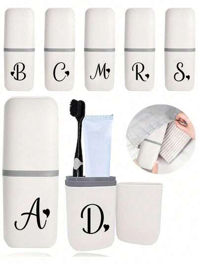 Black Art Love Letter A-Z Portable Toothbrush Holder, Keeps Your Toothbrush Clean And Portable! Travel Toothbrush Rack, Portable Toothbrush Cup Lid, Suitable For Travel, Camping, Business Trips And School, Multi-Functional Toothbrush Cup