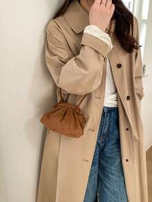 Bolso cruzado en forma de nube mini para mujer, bolso de hombro pequeño de moda coreana, estuche para lápiz labial - Marrón - Ver 4