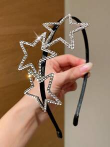 1件装女士时尚Y2K银色镂空星星水钻发箍，适合网红、日常佩戴、公主生日派对、送给女朋友的礼物，时尚单品！发箍/头饰/发圈 - 銀色 - 查看 6