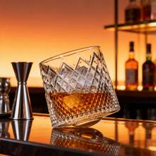 旋转威士忌酒杯，时尚玻璃器皿，适用于波本威士忌、苏格兰威士忌、鸡尾酒、威士忌和茶，优雅的饮具，男士礼品，露营用品，派对用品，朋友聚会，家庭聚餐 - 透明 - 查看 4