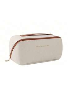 PU Leather Cosmetic Bag, Lightweight Toiletry Organizer, Convenient Handheld Makeup Bag, Multi-Functional Travel Storage Bag, Large Capacity Double-Layer Cosmetic Bag, Makeup Organizer Bag, Cosmetic Storage Pouch - Multicolor - View 9