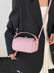 Women's Fashion Trapezoid Handbag, Elegant Minimalist Design, Versatile Shoulder/Handheld, Large Capacity - Pink - View 7