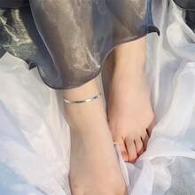 Snake Bone Wide Anklet For Women, Niche Design, Fashionable, Simple, Unique, Ins Minimalist Style Anklet Accessory - bạc - Xem 8