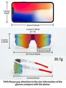 2副女士塑料运动骑行环绕式Y2K装饰时尚眼镜，适合日常佩戴、摄影、购物、骑行、滑雪等。 - 彩色 - 查看 3