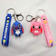 Disney Three Pieces Set Lilo & Stitch Silicone Keychain Set - Cute Cartoon Keychains With Rainbow Wrist Strap, Ball, And Bell, Suitable For Backpacks, Keys, Car Decorations, And Collectible Gifts - Multicolor - View 7