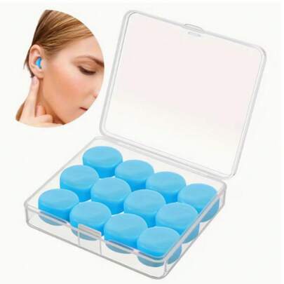 12 chiếc nút bịt tai bằng silicon mềm, có thể tái sử dụng, thích hợp cho người ngáy ngủ, khi ngủ, đi máy bay, làm việc, học tập và các dịp khác.