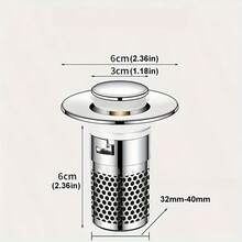 重型浴室水槽排水器，防臭防锈，带毛发收集器，快速排水，易于安装，适用于浴缸、淋浴房 - 304不锈钢水槽过滤器，厨房水槽塞，简约圆柱形设计，现代金属饰面，防臭材质，家居装修 - 銀色 - 查看 5