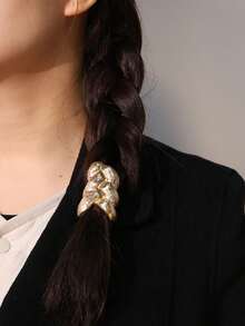 Exaggerated Personalized Criss-Cross Braided Hair Scrunchie, Elastic Hair Tie For Ponytail - Multicolor - View 2