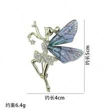 1pc Fashion Ballet Dancer Angel Brooch With Zirconia Stones, Alloy Rhinestone Sequin Brooch, Women's Jewelry Gift - Multicolor - View 3