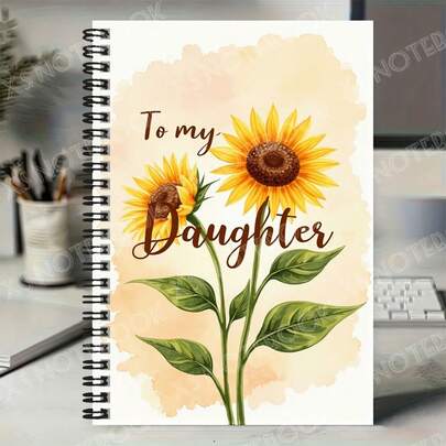 دفتر ملاحظات أنيق بتصميم دوامي بطبعة عباد الشمس، بغلاف بطريقة الألوان المائية، مناسب للعمل والدراسة والتخطيط اليومي. رائع كهدية للمدرسة والتخرج والعيد الميلاد، لكتابة اليوميات وتدوين الملاحظات.