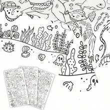 1件海洋主題彩色桌布，大尺寸海洋動物圖案著色海報，多功能適用於教室牆面裝飾、生日派對、學校聚會及特殊場合桌飾 - 塗鴉 - 查看 1
