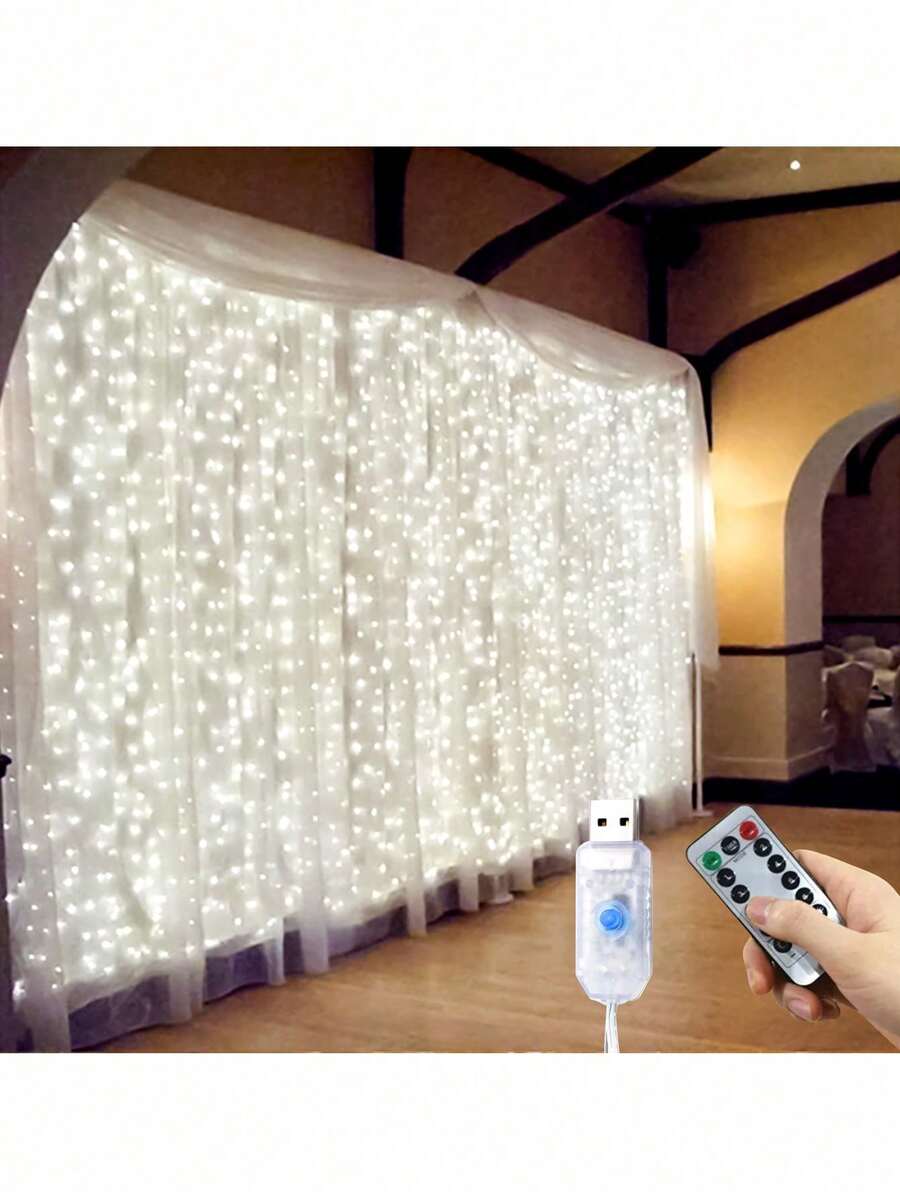 6x3cm/3x3cm LED Curtain Lights, USB Hanging Window Lights With Remote Control, Connectable Fairy Lights, Bedroom Decor, Outdoor Decor, Valentine's Day Decor, Mother's Day Decor, Wedding, Birthday Gift, Indoor Decor, Christmas Party Supplies, Party Decorations, Holiday Hanging Ornaments