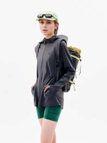 TECTOP 女士 UPF100+ 防晒外套，透气凉爽，带帽抽绳设计，拇指孔可保护面部和手部，春夏款 - 灰色 - 查看 4