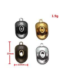 10个23x13毫米3D牛仔帽吊坠，适用于DIY珠宝制作，如项链、钥匙扣、手机链、手链等，手工工艺品制作配件 - 牛仔帽 - 查看 2