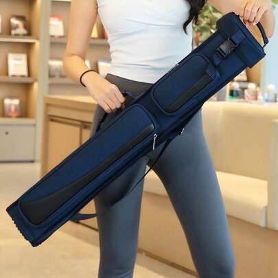 1 pieza Estuche portátil de gran capacidad para tacos de billar, 7 ranuras para tacos, material de tela Oxford reforzada a prueba de humedad, interior espacioso, correa de hombro ajustable y reforzada, correa de hombro suave antideslizante