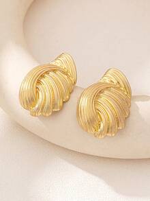 1 Pair Versatile Retro Geometric Stud Earrings - Golden - View 4