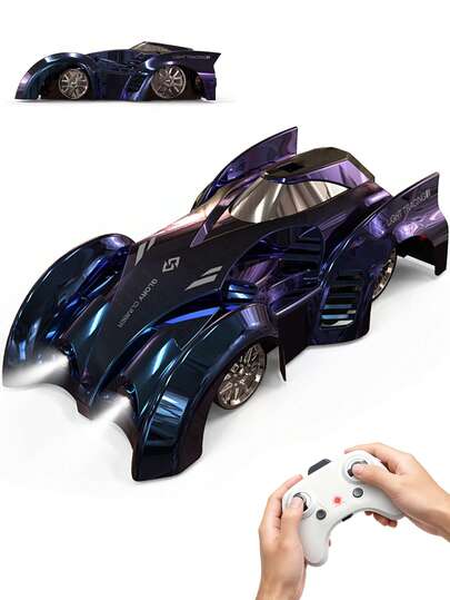 1 pieza Coche teledirigido que escala paredes, Coche de juguete con giro de 360°, con luces delanteras y traseras talla grande recientes, recargable de alta velocidad y genial, puede conducir en múltiples superficies planas, Coche que escala paredes con carga USB y luces LED, Coche de carreras de control remoto inalámbrico 2.4GHz con giro de 360°, Coche de acrobacias de control remoto apto para escalar paredes y diversos caminos, Regalo ideal para niños, Juguete infantil apto para niños/niñas de 6 a 10+ años, Regalo de cumpleaños, Navidad, Halloween