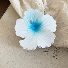 1pc Striped Floral Cute Shark Hair Claw - White - View 6