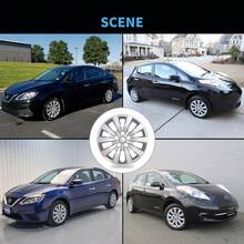4-Pack Hubcaps Compatible With Nissan Leaf 2011-2025, Sentra 2013-2019, 16 Inch 16" Steel Wheel, Wheel Covers Skins, S-Nap On Tire Cover Replacement (Silver Color) - A - View 12
