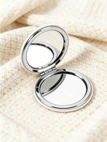 Mini White Leather Makeup Mirror, Double-Sided Foldable Portable Pocket Mirror, Suitable For Carrying Around For Touch-Ups, Essential Travel Accessory For Women And Girls, Round Foldable Leather Mirror - Multicolor - View 6